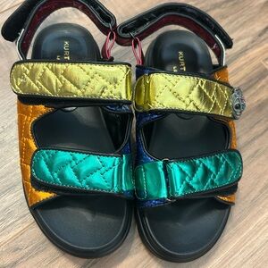 Kurt Geiger London Orson quilted sandals in a multi-color Girls 13